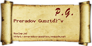 Preradov Gusztáv névjegykártya